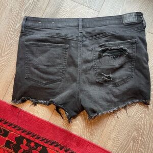 Aerie Black Frayed Jean Shorts